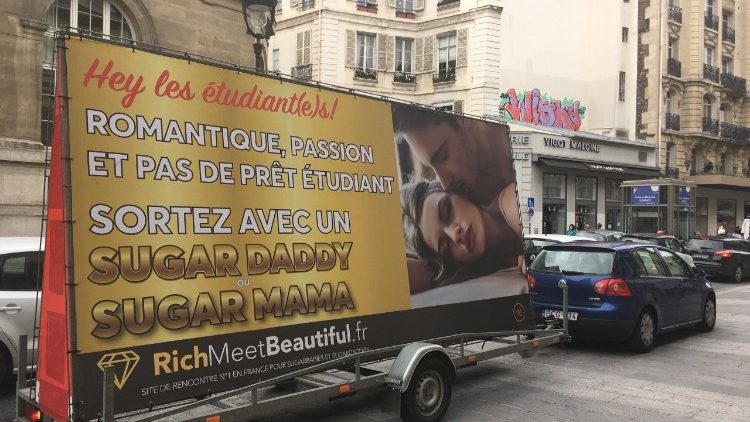 Eine Werbung für Prostitution in Paris