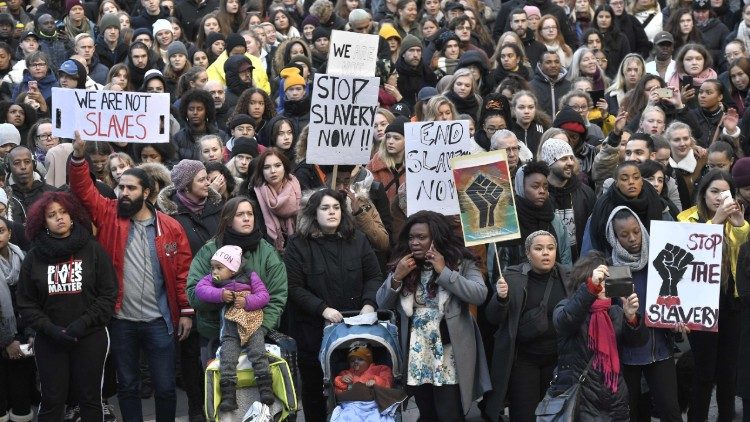 Demonstration in Stockholm gegen Sklaverei in Libyen, November 2017