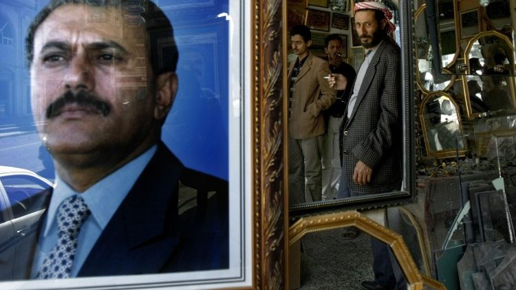 Portrait encadré de l'ancien président yéménite Ali Abdallah Saleh, le 24 janvier 2010.