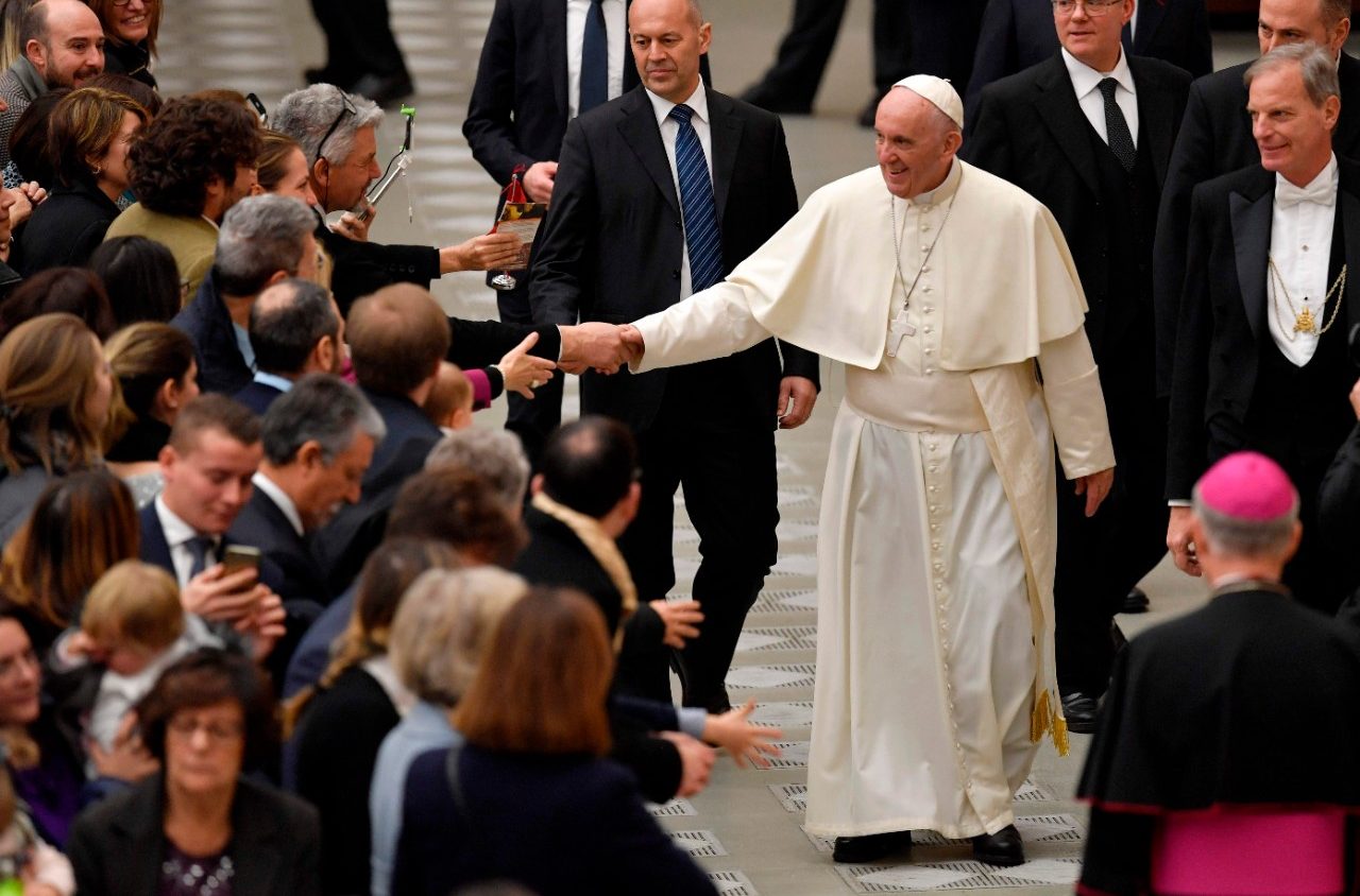 Pope Francis shares Christmas greetings with Vatican employees