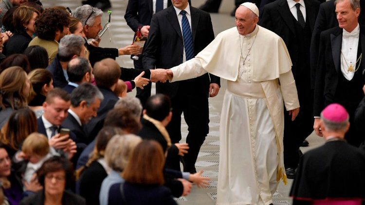 Pope Francis meeting Vatican employees on Dec. 21