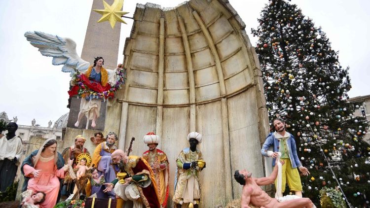 The Nativity scene in St Peter's Square