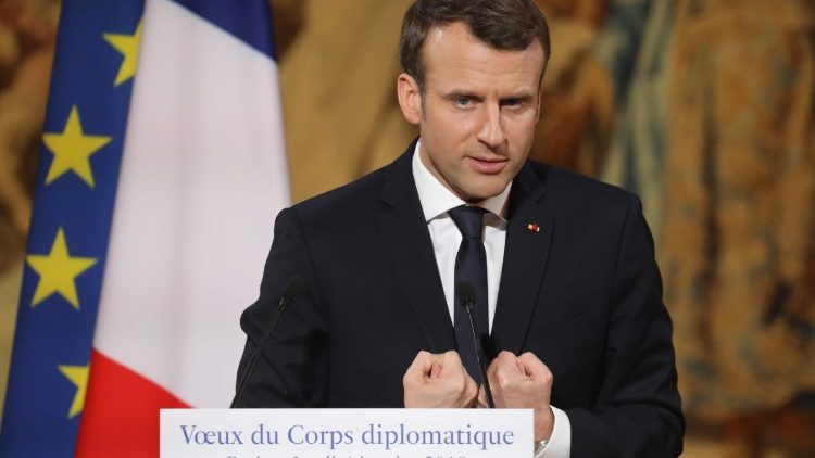 Le président français Emmanuel Macron lors de ses vœux au corps diplomatique, le 4 janvier 2018, au palais de l'Elysée.