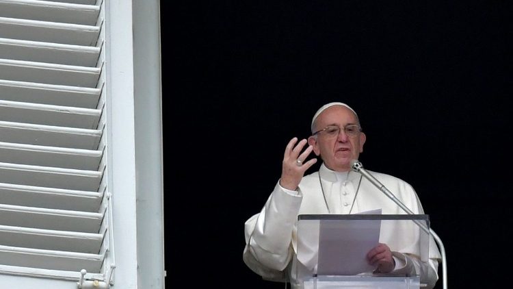 Pope Francis addresses the faithful during the Sunday Angelus
