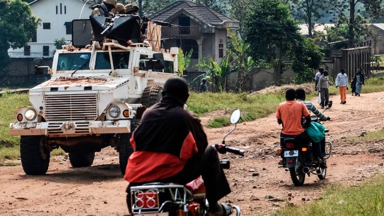 United Nations mission to the DRC (MONUSCO) patrols the streets of Munzambayi, near Beni, in the DRC's restive east.