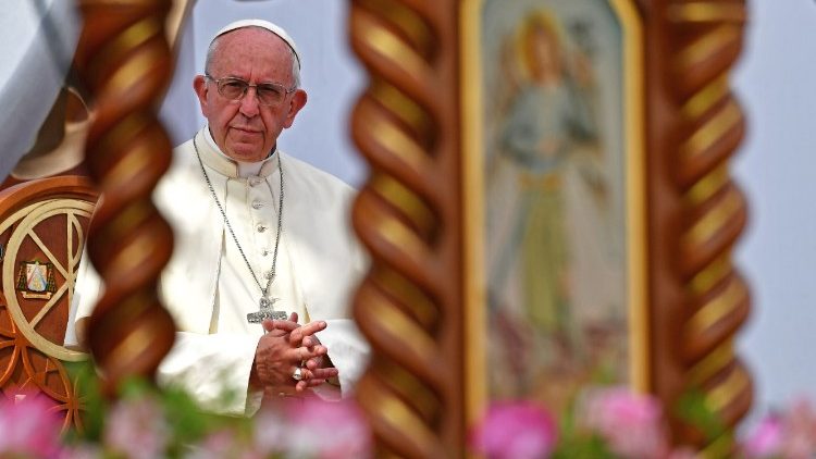 Pope Francis at a Marian celebration in the Peruvian city of Trujillo