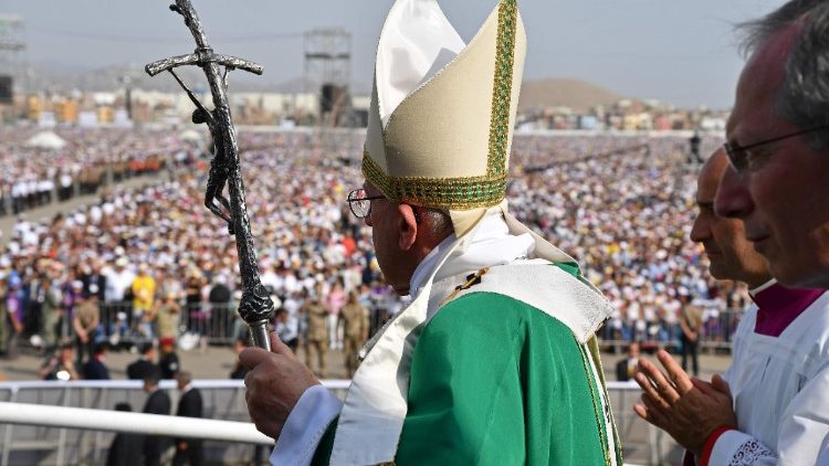 Le Pape François, lors de sa visite au Pérou