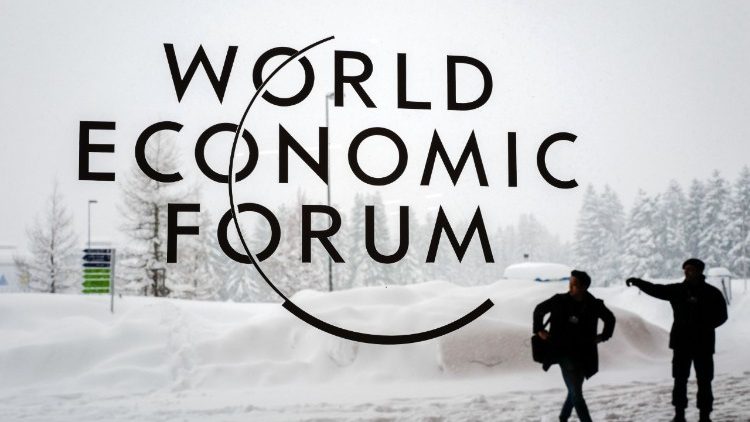 Photo outside the Davos Congress Centre ahead of the opening of the World Economic Forum