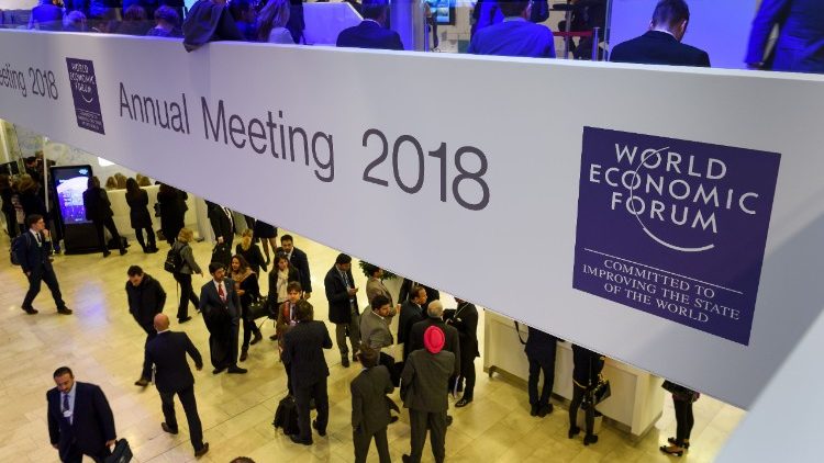 A view inside the Congress Centre during the annual World Economic Forum in Davos, Switzerland  