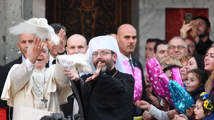 Popiežiaus Pranciškaus ir ukrainiečių graikų katalikų bendruomenės susitikimas