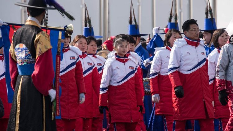 L'arrivo degli atleti nord coreani