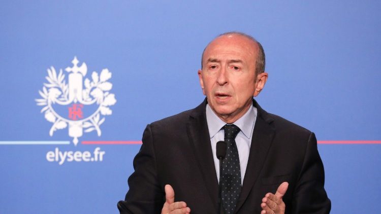 Le ministre de l'Intérieur, Gérard Collomb, lors d'une conférence de presse à l'Élysée.