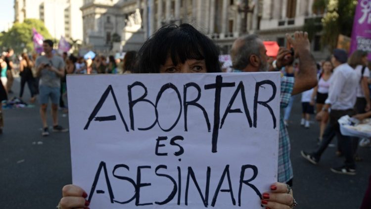 Manifestación contra el aborto en Argentina