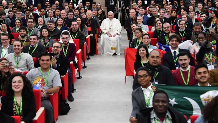 Pope Francis with young people at the pre-Synodal meeting