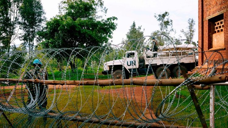 Capacetes Azuis (ONU) em sua base em Djugu, área de Ituri, palco de conflitos entre facções rivais Lendu e Hema
