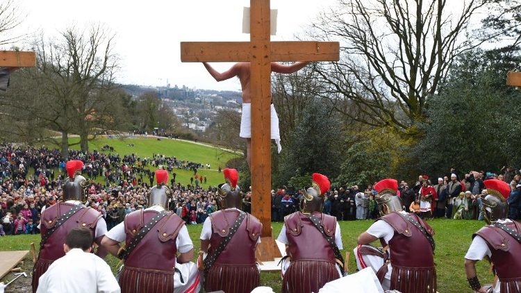 Enactment of the Passion of Christ on Good Friday in Germany.