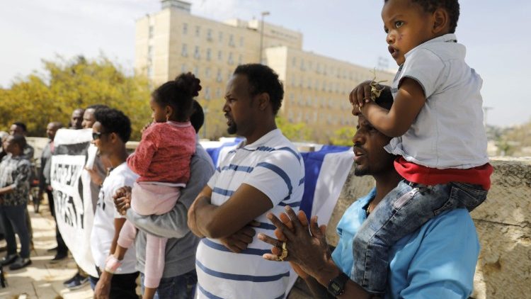Migranten aus Afrika Anfang April in Jerusalem