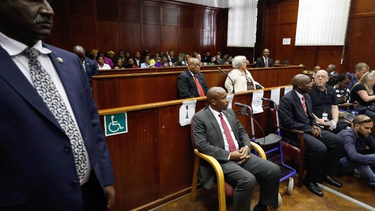 Former South African President Jacob Zuma appears at the High Court in Durban