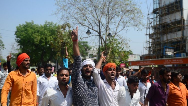 Demonstration gegen die Benachteiligung der Dalits bei der Vergabe von Regierungsposten 