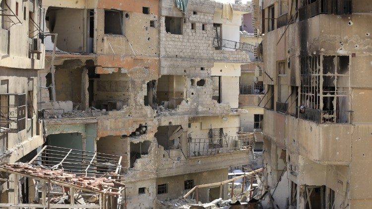 Destruction in Douma, on the outskirts of Damascus 