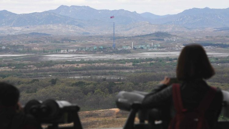 Blick aus der entmilitarisierten Grenzzone zwischen Nord- und Südkorea