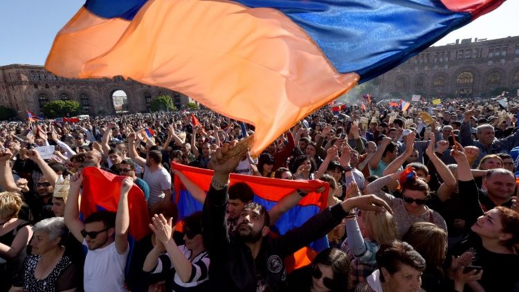 Armenian opposition supporters rally in Yerevan