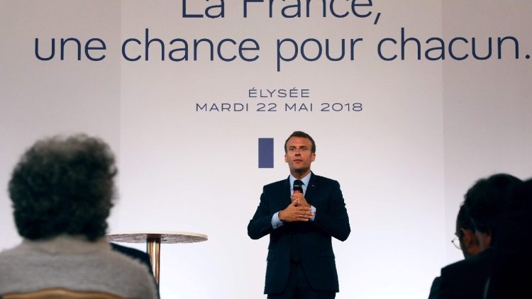 Présentation du plan banlieue par Emmanuel Macron, le 22 mai 2018 à Paris.
