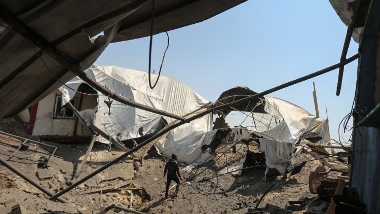 Damage caused by an Israeli air strike in the southern Gaza strip