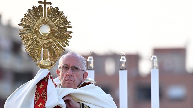 Le Pape François lors de la procession du Corpus Domini à Rome, le 3 juin 2018
