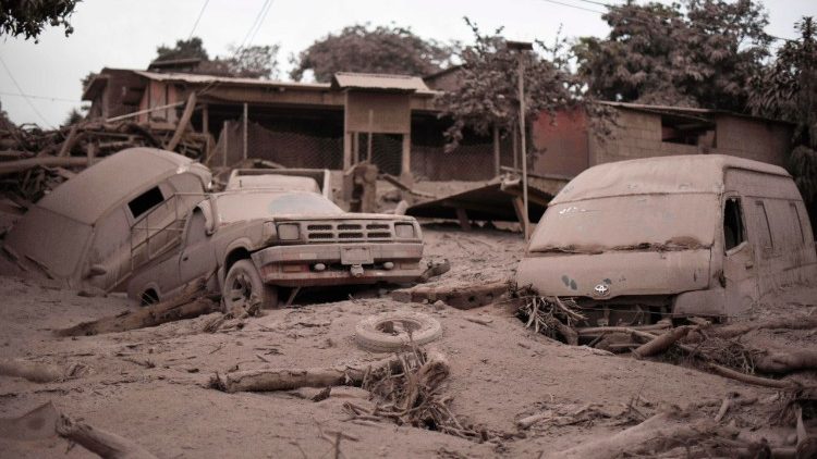 Topshot of damage caused by volcanic eruption in Guatemala