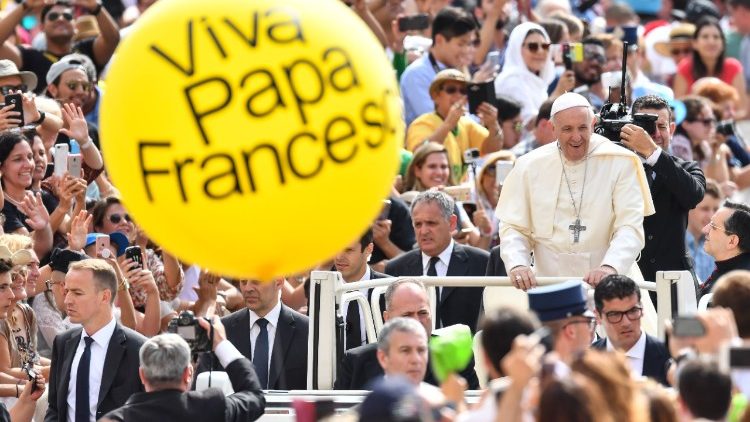 Pope Francis arrives in St. Peter's Square for the weekly General Audience 