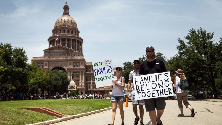 Thousands demonstrate against US immigration policies, Austin, TX, June 30.