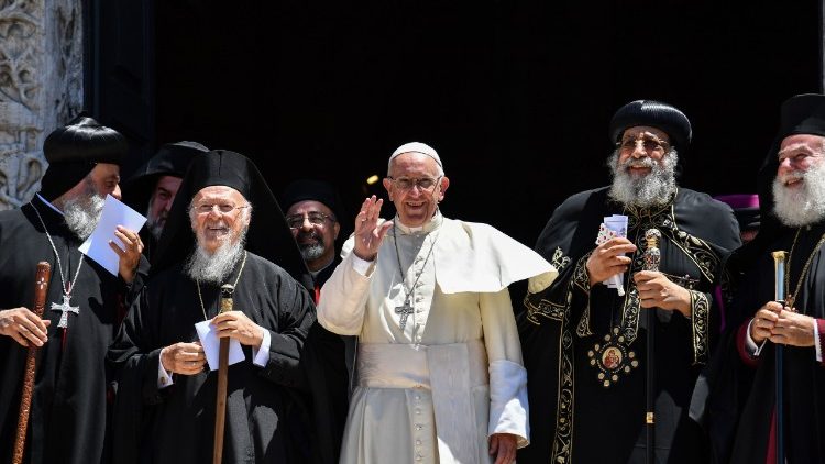 Папа Франциск на встрече с ближневосточными Патриархами (Бари, 7 июля 2018 г.) 