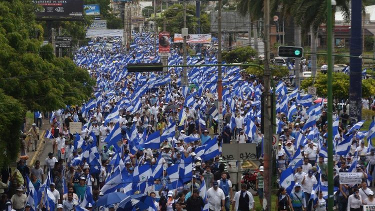 12 juillet 2018, l'opposition manifeste à Managua.
