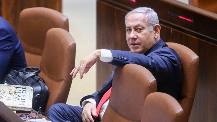 Израелският премиер Нетаняху в парламента при гласуването на закона за нацията, 18 юли 2018