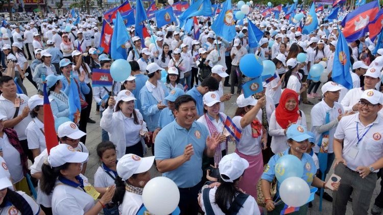 Les partisans du Premier ministre Hun Sen qui se représente dimanche 29 juillet aux élections législatives après 33 ans de pouvoir.