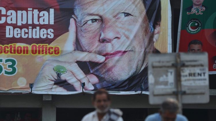 A poster of Imran Khan who is set to become Pakistan's new prime minister.