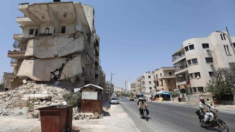 Zerstörte Gebäude in Idlib am 2. August