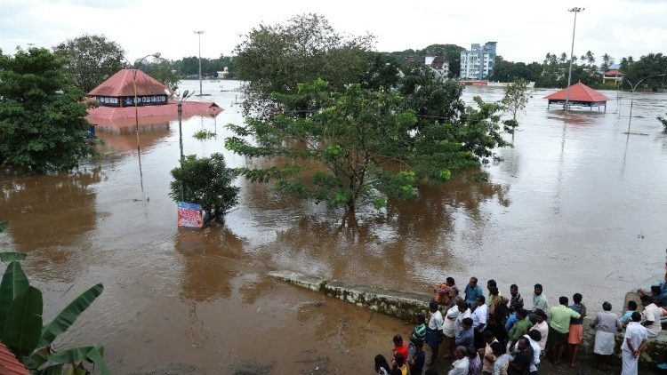 Torrential monsoon rains triggered floods and landslides in Kerala state, India. 