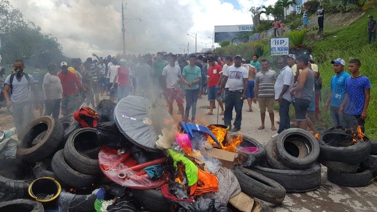 Belongings of Venezuelan refugees being destroyed in the Brazilian border town of Pacaraima.