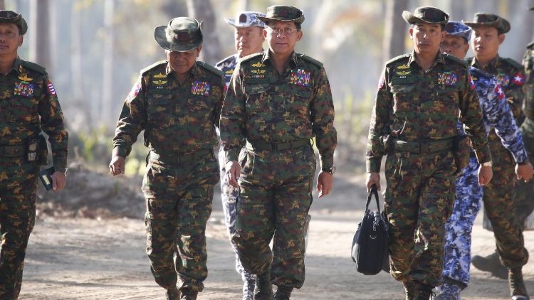 Myanmar Commander-in-Chief, Senior General Min Aung Hlaing and other senior military officials