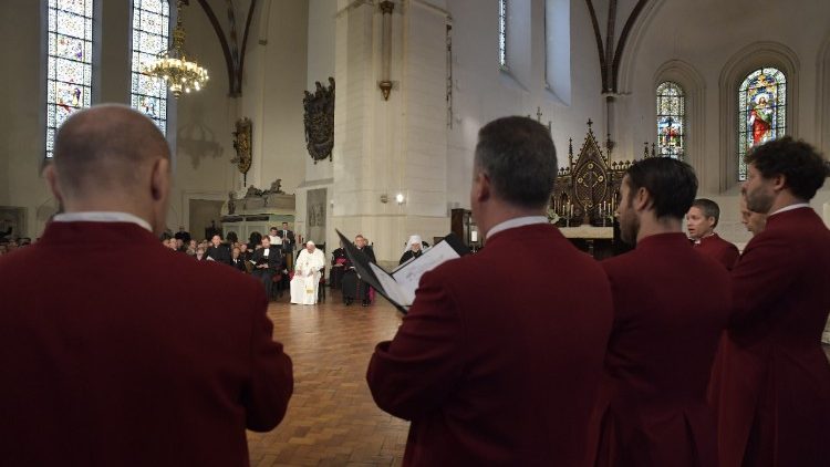 ラトビア首都リガのルーテル教会のカテドラルで行われた、エキュメニカルな集いで　2018年9月24日
