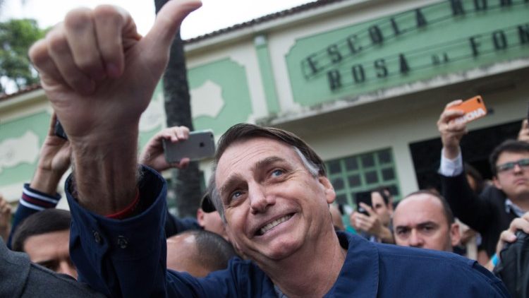 Brazil's candidate for the Social Liberal Party, Jair Bolsonaro after casting his vote, October 7th