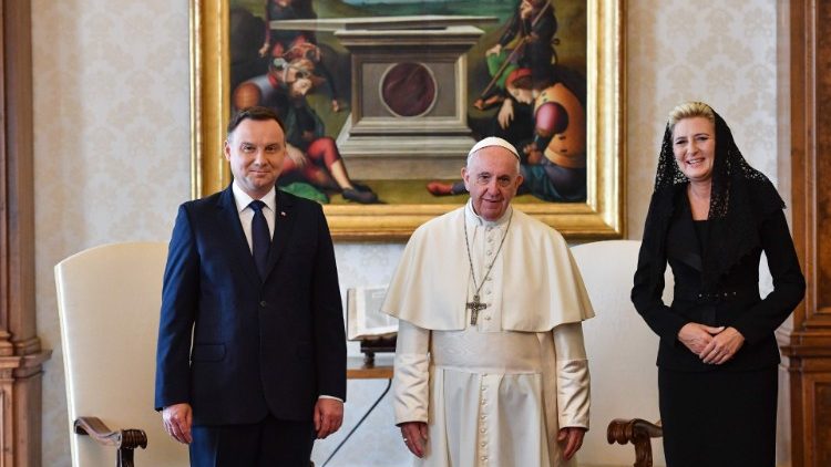 Pope Francis met Polish President Andrzej Duda and his wife in the Vatican on October 15, 2018. 