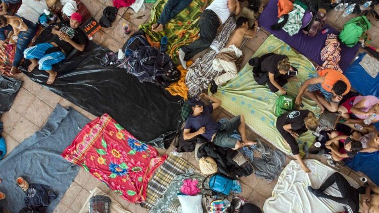Honduran migrants resting in Chiapas state, Mexico