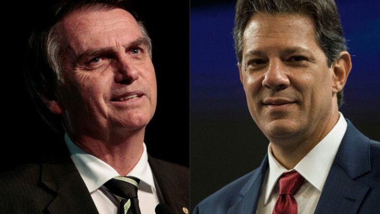Jair Bolsonaro et Fernando Haddad, les deux candidats à la présidence brésilienne, dimanche 28 octobre 2018.