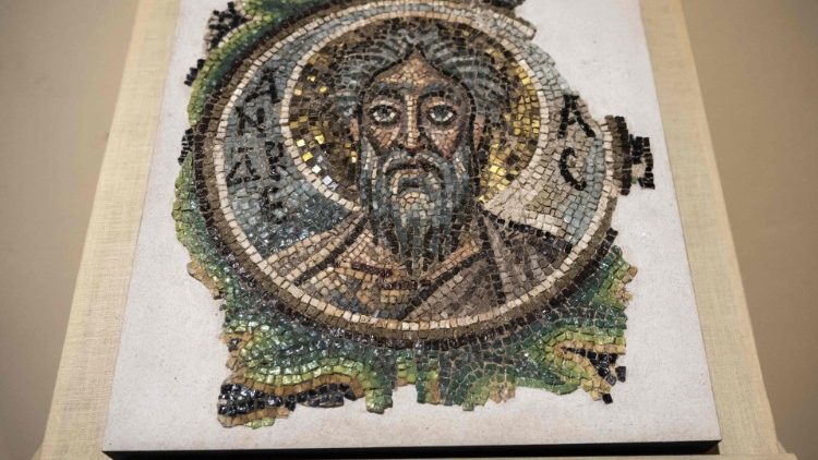 Altes Mosaikporträt des Apostels Andreas in einem Museum von Nikosia