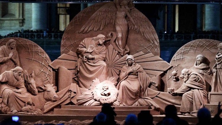 バチカン・聖ペトロ広場に作られた「砂のプレゼピオ」