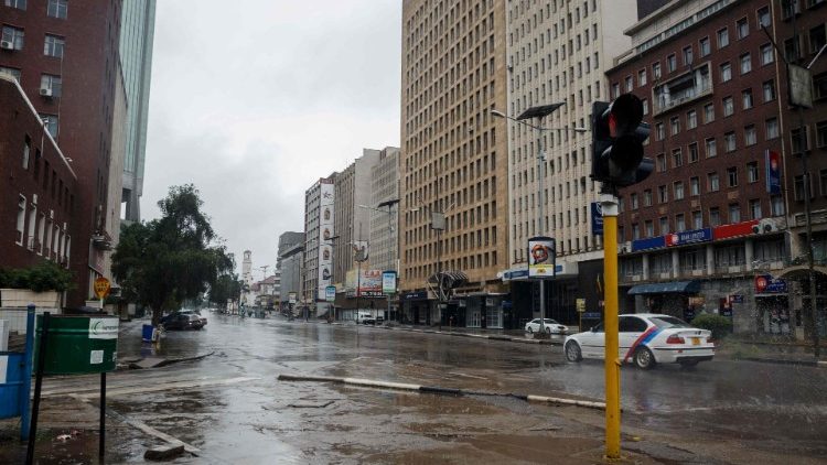 In the aftermath of protests in Zimbabwe: A deserted street in the capital, Harare