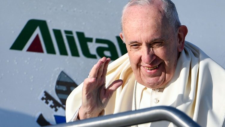 Pope left for Panama on an Alitalia flight on Jan. 23, 2019.